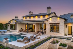 Brad Moore Builders Custom Home Pool Twilight